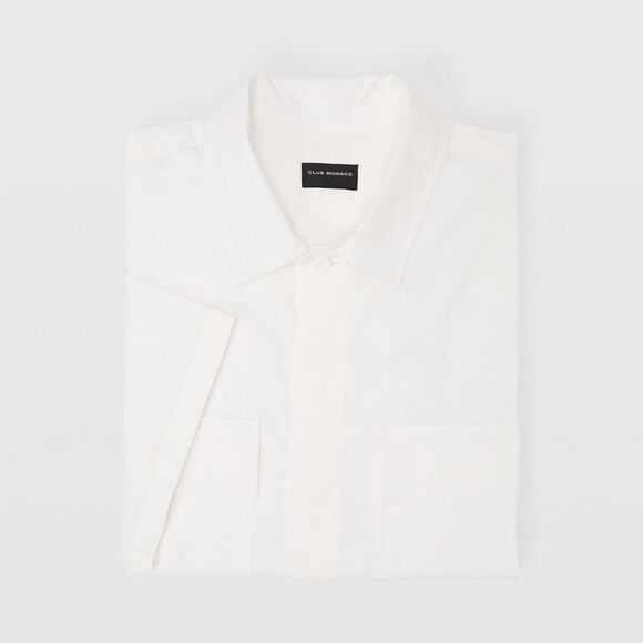 Club Monaco Men's Short Sleeve Utility Shirt Grey - Picture 6 of 8
